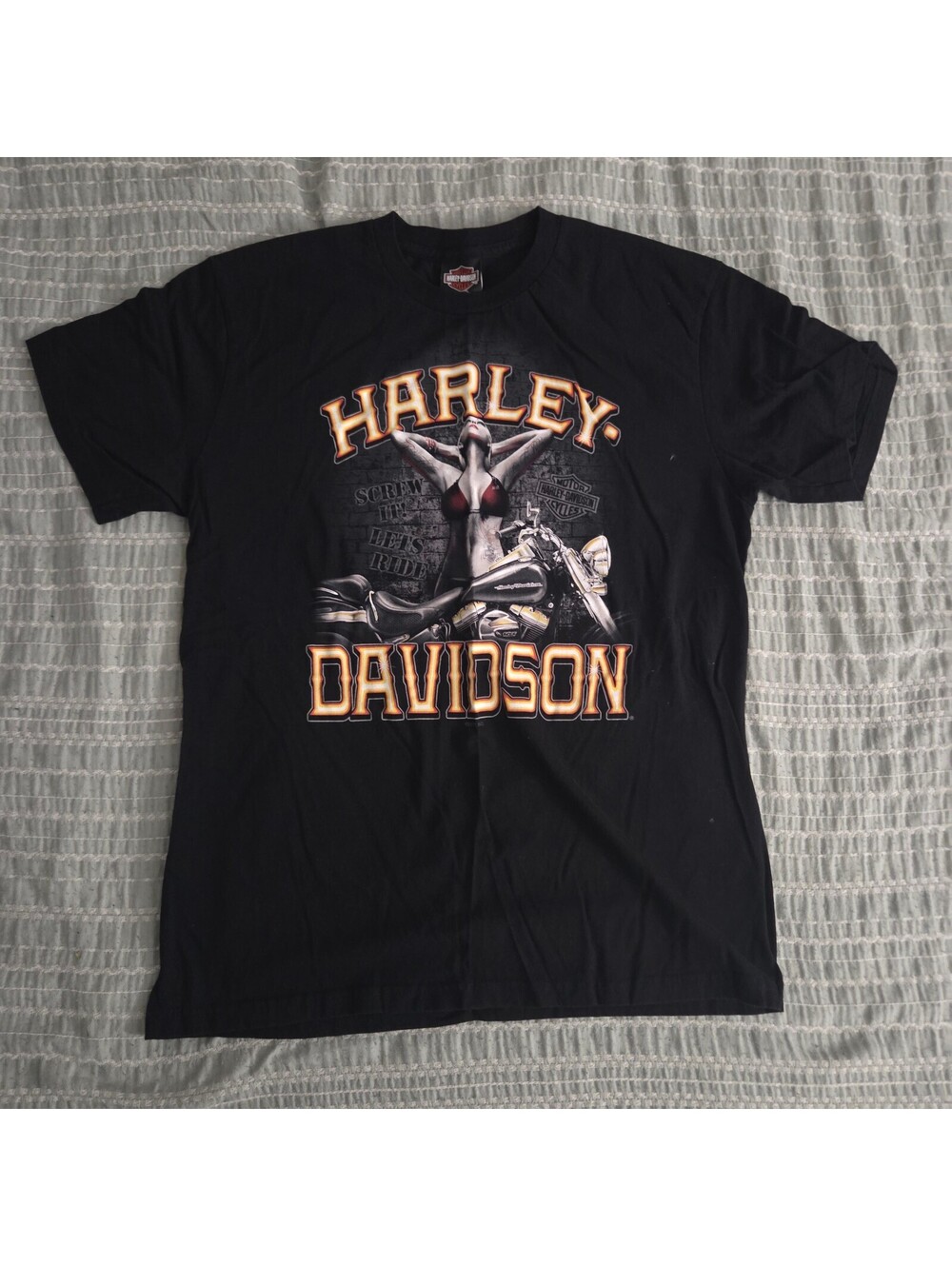 Harley-Davidson black eagle motorcycle graphic T-shirt